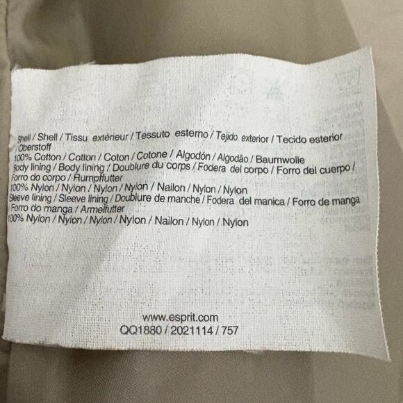 Esprit Beige Belted Cotton Trench Coat Size 8 Classic Lightweight All Purpose - Picture 8 of 9